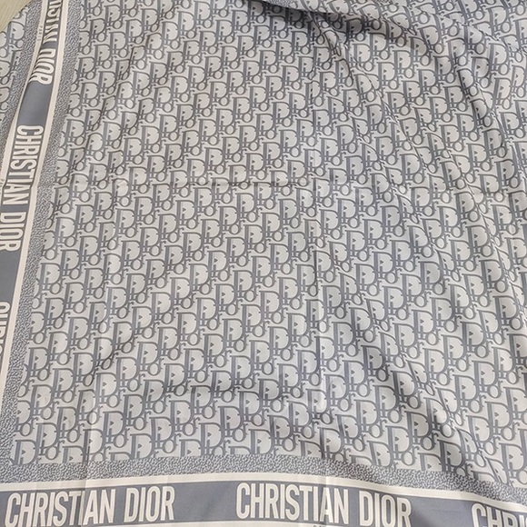 Christian Dior Grey Oblique Monogram Silk Scarf - Picture 5 of 5